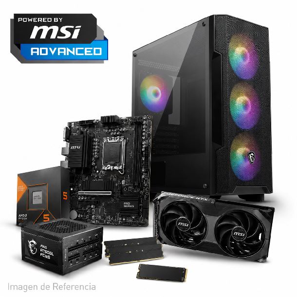 PC POWERED BY MSI ADVANCED PRO - AMD RYZEN 5 7600X3DB84032GB1TB M2 NVMERTX 5060 TI 8GB