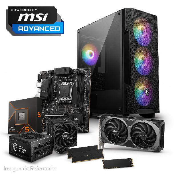 PC POWERED BY MSI ADVANCED PRO - AMD RYZEN 5 9600XB85032GB1TB M2 NVMERTX 5070 12GB