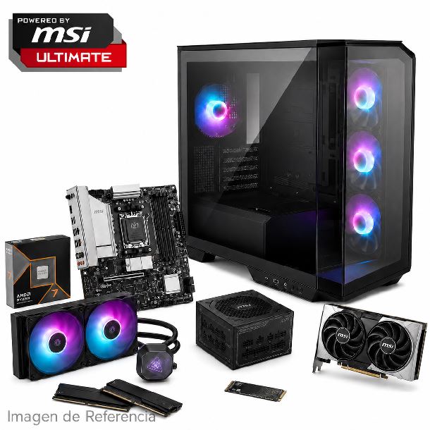PC POWERED BY MSI ULTIMATE - AMD RYZEN 7 9700XB85032GB1TB M2 NVMERTX 5070WATERCOOLER 240MM