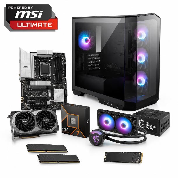 PC POWERED BY MSI ULTIMATE - AMD RYZEN 7 9800X3DX87032GB1TB M2 NVMERTX 5070WATERCOOLER 240MM