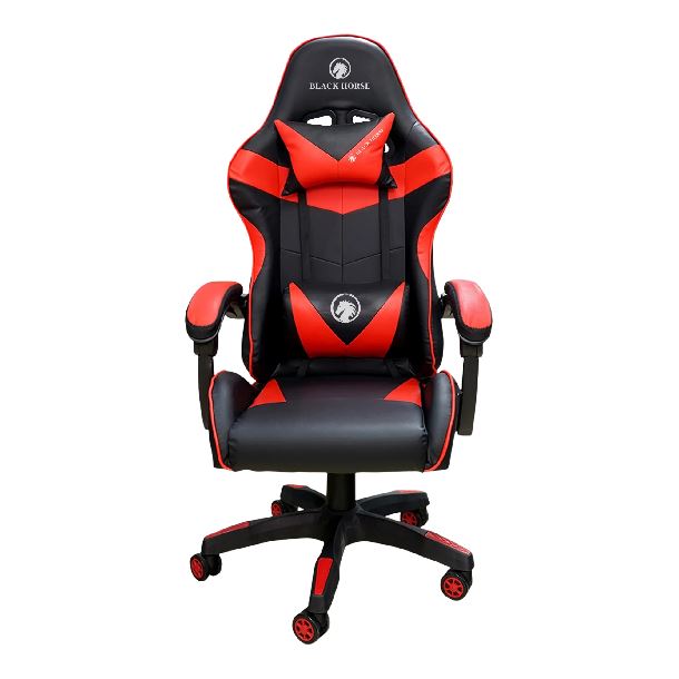 SILLA GAMER BLACK HORSE BLACK RED
