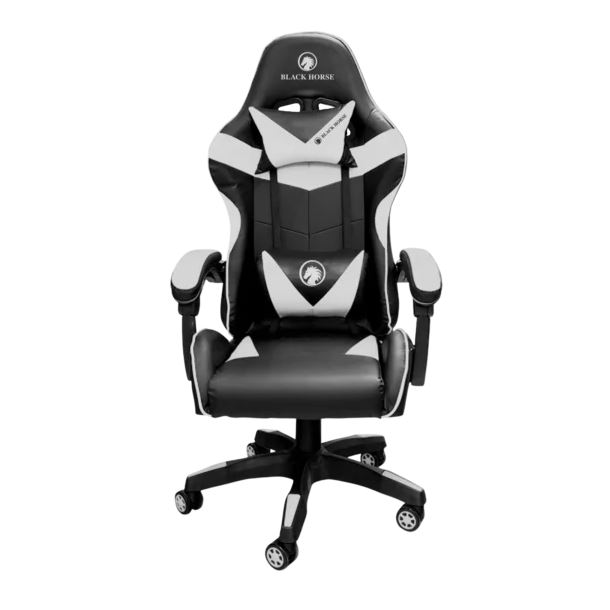 SILLA GAMER BLACK HORSE BLACK WHITE