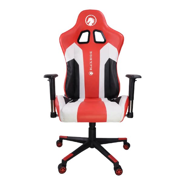 SILLA GAMER BLACK HORSE WHITE RED BLACK