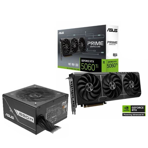 COMBO ASUS PLACA DE VIDEO GEFORCE RTX 5060 TI 8GB PRIME OC FUENTE 650W PRIME 80 PLUS BRONZE