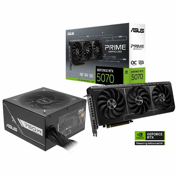 COMBO ASUS PLACA DE VIDEO GEFORCE RTX 5070 12GB PRIME OC FUENTE 750W PRIME 80 PLUS BRON
