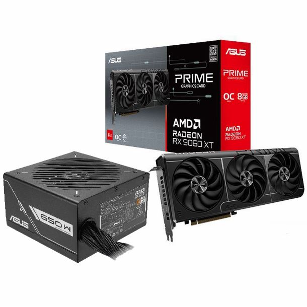 COMBO ASUS PLACA DE VIDEO RADEON RX 9060 XT 8GB PRIME OC FUENTE 650W PRIME 80 PLUS BRONZE
