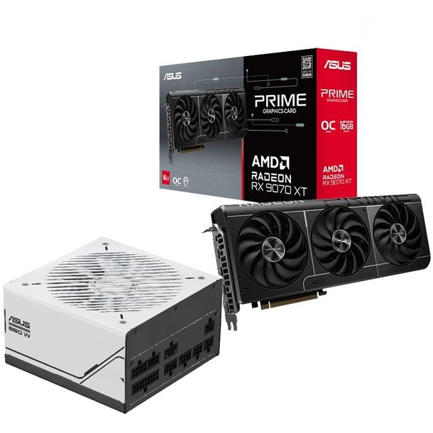 COMBO ASUS PLACA DE VIDEO RADEON RX 9070 XT 16GB PRIME OC FUENTE 850W PRIME 80 PLUS GOL