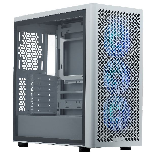 GABINETE COOLERMASTER ELITE 502 TG 3FAN ARGB WHITE