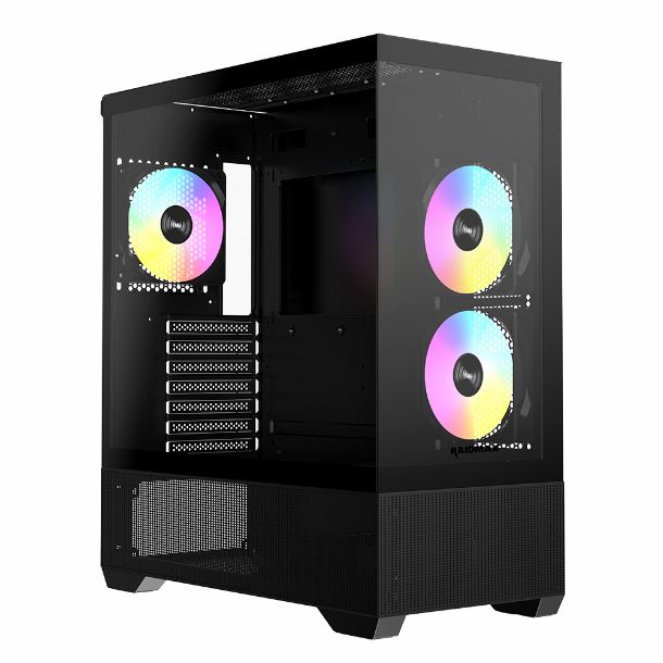 GABINETE GAMER RAIDMAX INFINITA I801 AIR FISHTANK TG ARGB BLACK