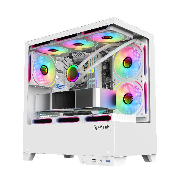GABINETE RAPTOR THUNDER STRIKE TG 1FAN RGB BLANCO