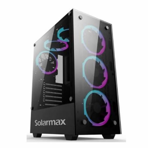 GABINETE SOLARMAX CM-5901 TG 6FAN RGB NEGRO TEMPLADO 6X