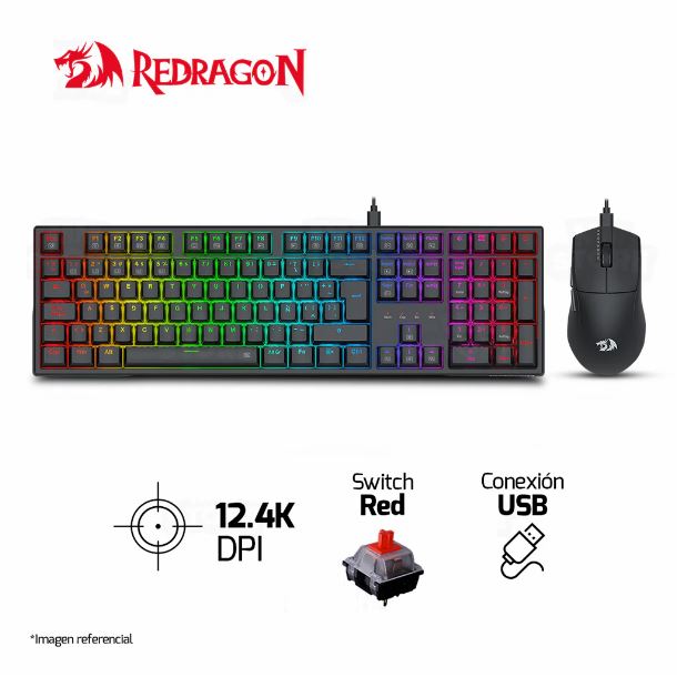 COMBO REDRAGON S146 TECLADO TRUNDLE K668 MOUSE K1NG M724