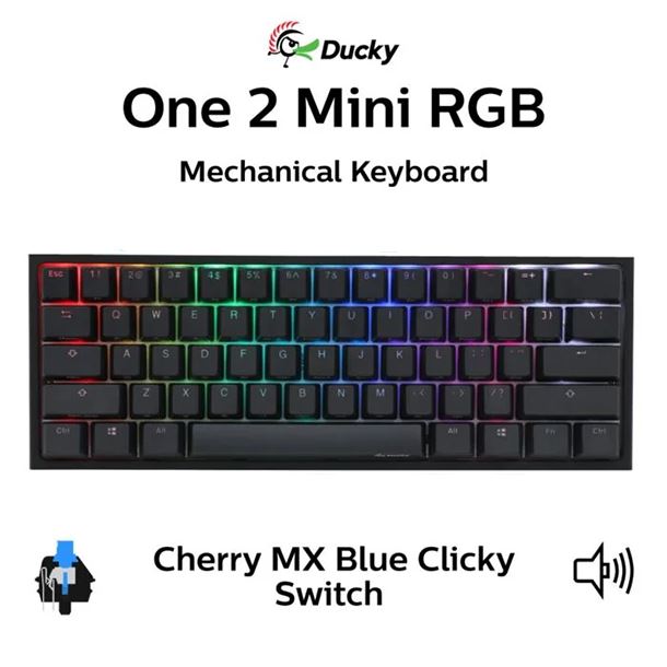 TECLADO GAMER DUCKY ONE 2 MINI RGB CHERRY MX BLUE DOUBLE SHOT PBT MECANICO