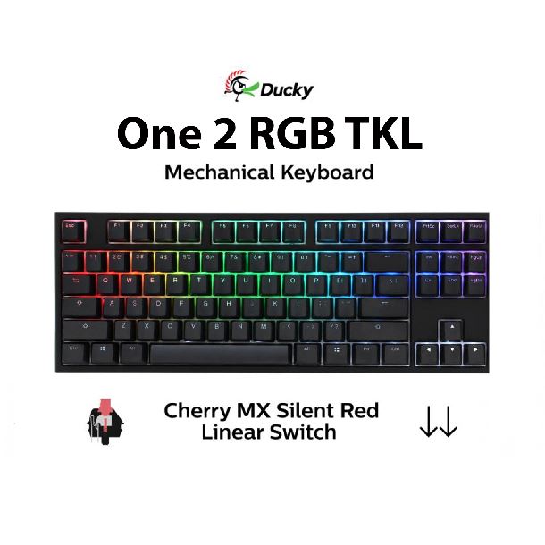 TECLADO GAMER DUCKY ONE 2 RGB TKL CHERRY SILENT RED DOUBLE SHOT PBT ESPAÑOL