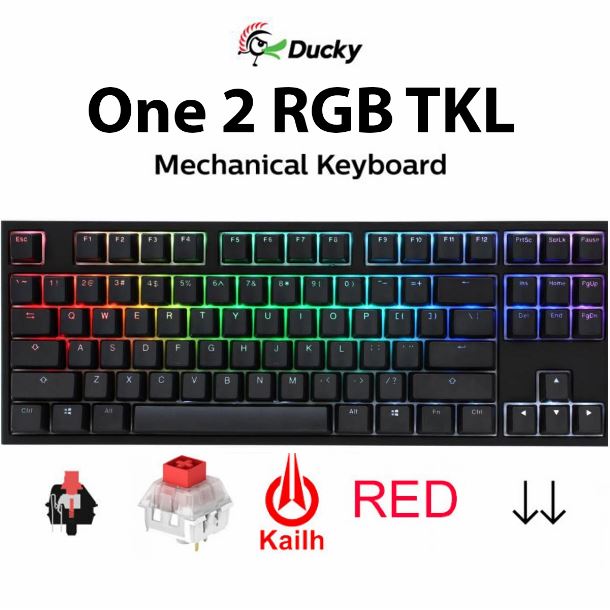 TECLADO GAMER DUCKY ONE 2 RGB TKL KAILH BOX RED SWITCH DOUBLE SHOT PBT MECANICO