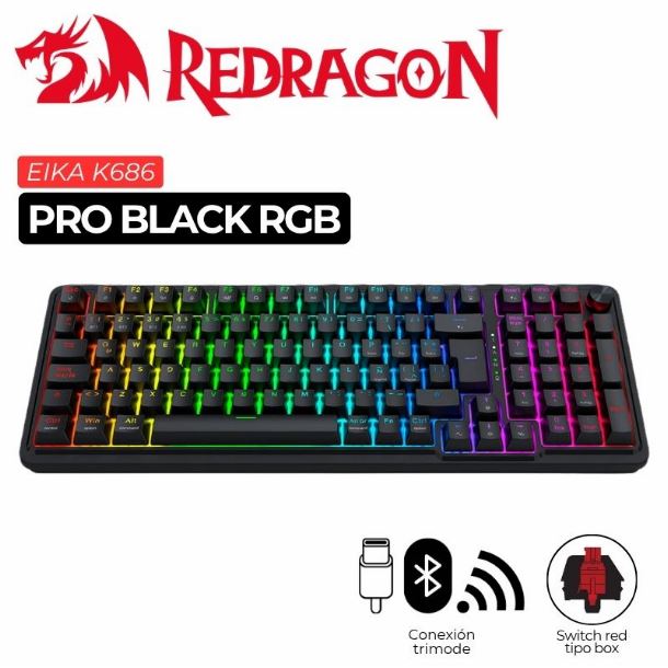 TECLADO GAMER REDRAGON K686 EISA PRO RGB BLACK