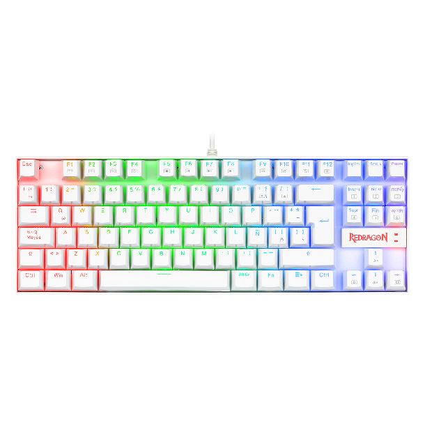 TECLADO GAMER REDRAGON KUMARA K552W RAINBOW WHITE - RED SWITCH