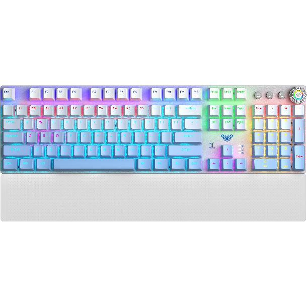 TECLADO MECANICO AULA F2088AIR AZUL DEGRADE WIRELESS FULL RAINBOW RGB SWITCH BRO