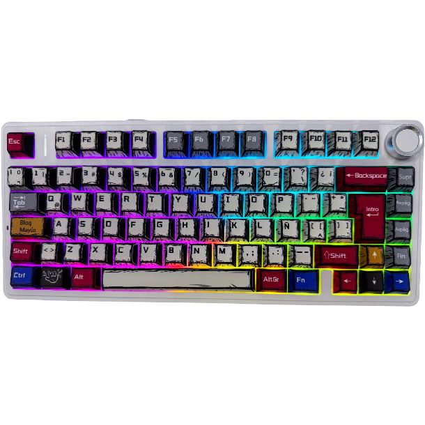 TECLADO MECANICO AULA F75 COMIC WIRELESS 75% RGB SWITCH REAPER ESPAÑOL