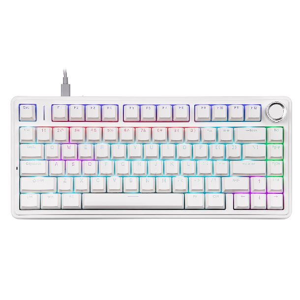 TECLADO MECANICO AULA F75 WIRED BLANCO 75% RAINBOW RGB SWITCH OTEMU RED INGLES