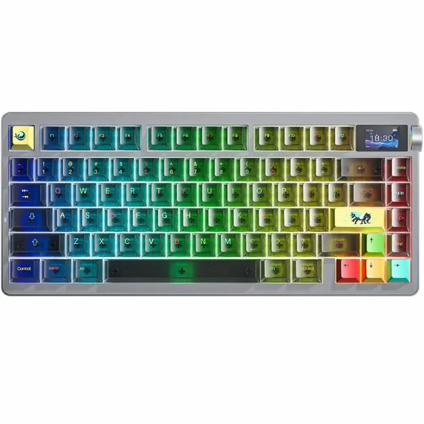 TECLADO MECANICO AULA NOVA 75 BLACK TRANSPARENTE WIRELESS 75% RGB SWITCH STAR VE