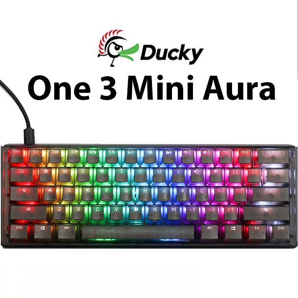 TECLADO MECANICO DUCKY ONE 3 MINI AURA CLEAR BLACK 65% TECLAS ESPAÑOL