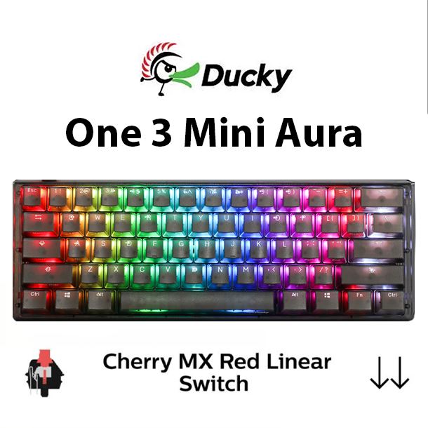 TECLADO MECANICO DUCKY ONE 3 MINI AURA RGB HOTSWAP CLEAR CHERRY MX RED