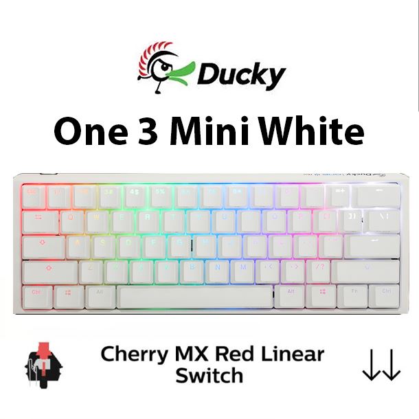 TECLADO MECANICO DUCKY ONE 3 MINI WHITE RGB HOTSWAP CHERRY MX RED