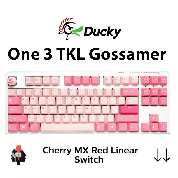 TECLADO MECANICO DUCKY ONE 3 TKL GOSSAMER PINK CHERRY MX RED DOUBLE SHOT PBT