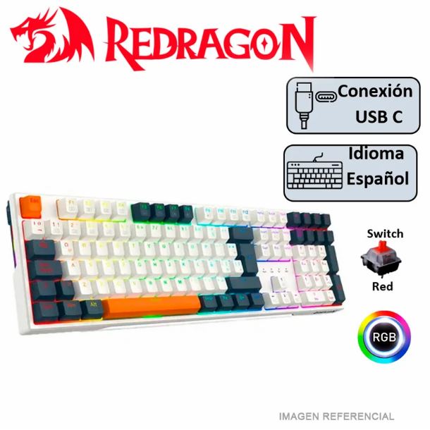 TECLADO MECANICO REDRAGON TRUNDLE K668 RGB - SWITCH RED ESPAÑOL