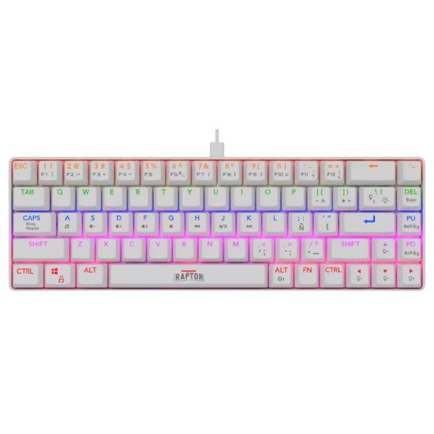 TECLADO RAPTOR FIRECLAW M68 MECANICO RETROILUMINADO SWITCH RED OUTEMU WHITE